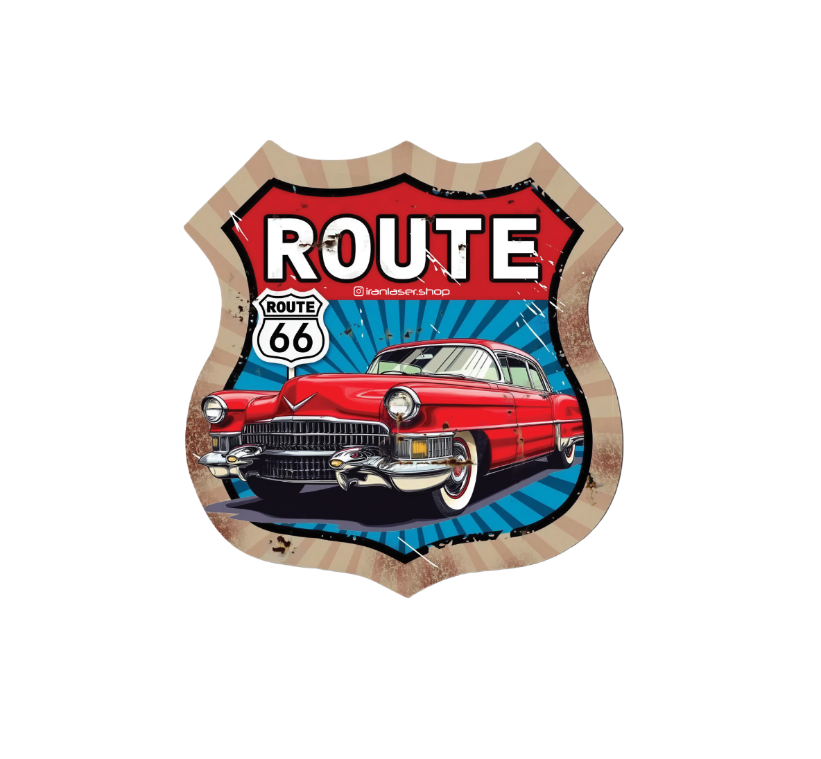 تابلو چوبی طرح Route 66 وینتج